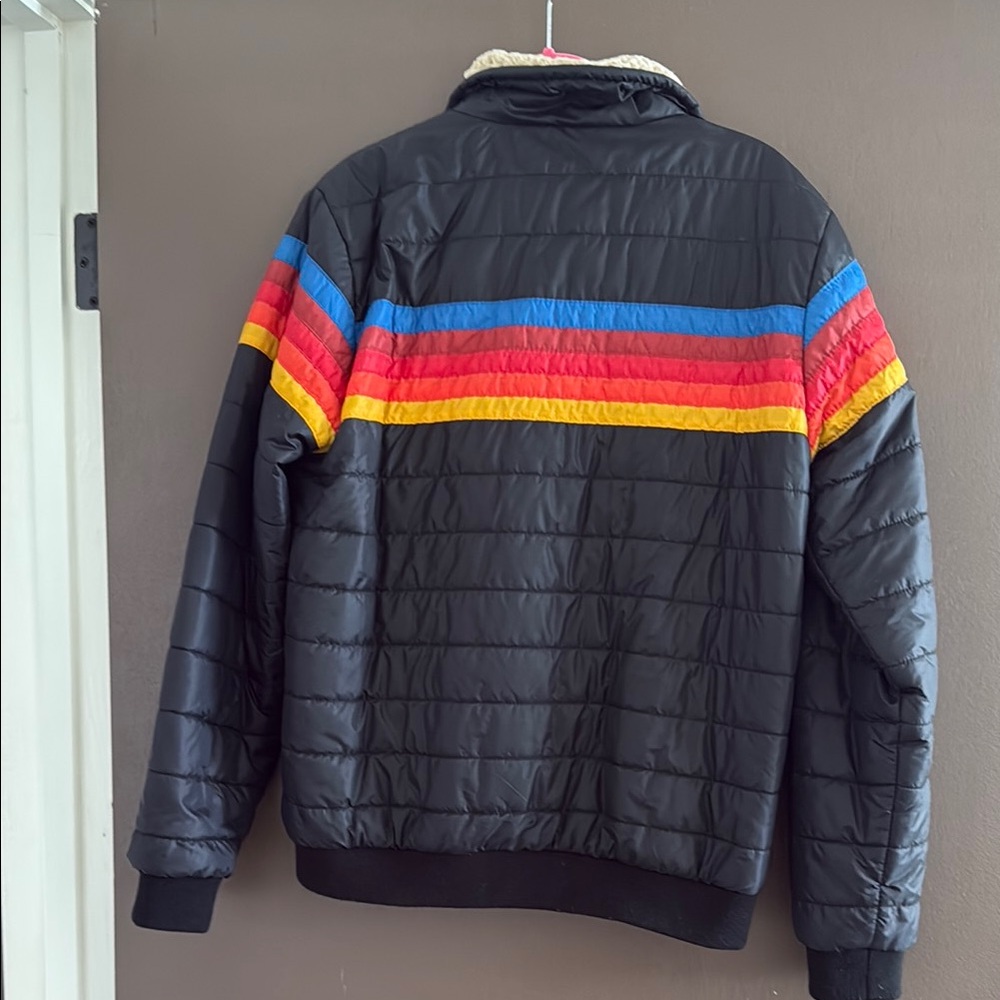 Aviator nation Black Puffer Jacket with 5 stripes size M - Picture 3 of 7